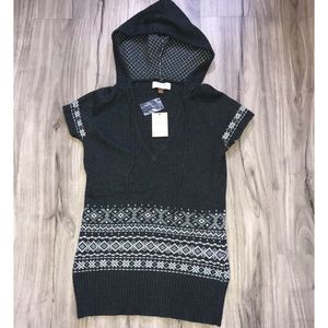 NWT SONOMA NORDIC FAIRISLE HODDY SHORT SLEEVE SWEATER TOP L